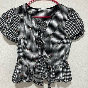 Altar'd State Black and White Checkered Top